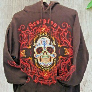 Skull Hoodie Scorpion Exo Calavera Brown Day of the Dead Bikers Medium